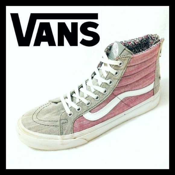 Vans Shoes - Vans High Top Pink Gray Classic Old Skool Sneakers